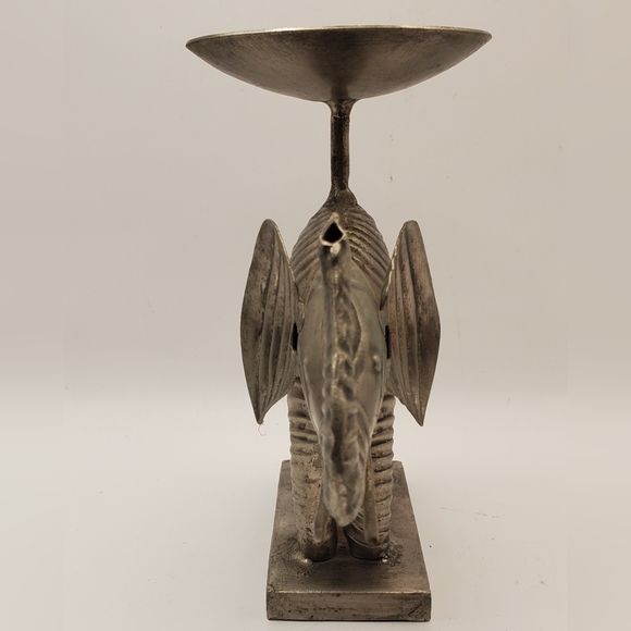 Beautiful Indo Greek Ancient Elephant Bronze Silver Candle Holder 6" H , India - Picture 10 of 14